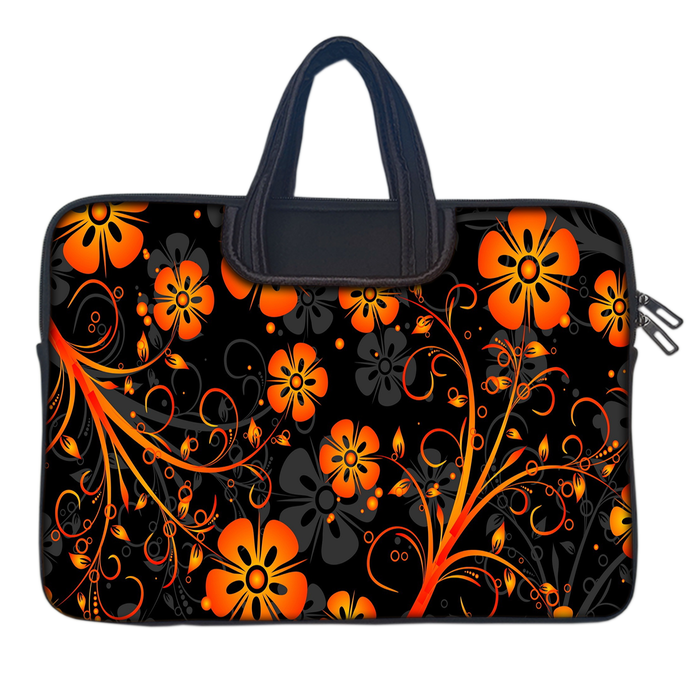 Orange Flowers | Laptop Sleeve with Concealable Handles fits Up to 15.6" Laptop / MacBook 16 inches