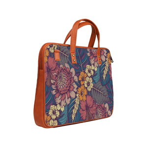 Floral Pop Art - Premium Canvas Vegan Leather Laptop Bags (optional side straps)