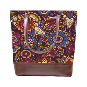 Persian Paisley - Vegan Leather Tote Bag Layered