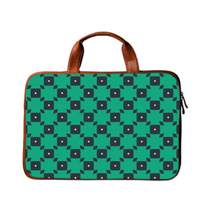 Green Tiles - Premium Canvas Vegan Leather Laptop Bags (optional side straps)