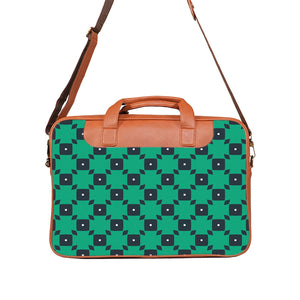 Green Tiles - Premium Canvas Vegan Leather Laptop Bags (double compartment)