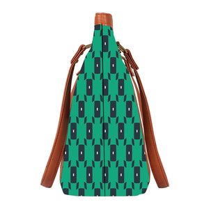 Green Tiles - Vegan Leather Tote Bag Strapped