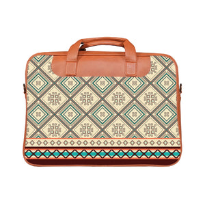 Checkered tiles - Premium Canvas Vegan Leather Laptop Bags (double compartment)