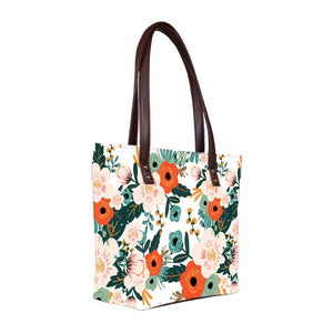Floral Spring - Vegan Leather Tote Bag