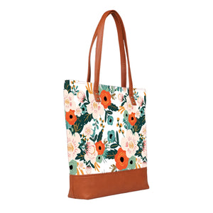 Floral Spring - Vegan Leather Tote Bag Layered