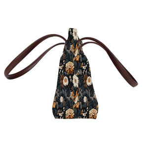Floral Browns - Vegan Leather Tote Bag
