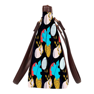 Floral Abstract - Vegan Leather Tote Bag Strapped