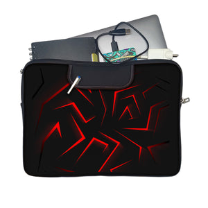 RED AND BLACK DESIGN Laptop Sleeve with Concealable Handles fits Up to 15.6" Laptop / MacBook 16 inches