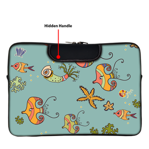 Fish Design | Laptop Sleeve with Concealable Handles fits Up to 15.6" Laptop / All MacBook Models