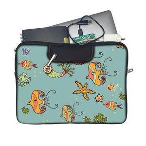 Fish Design | Laptop Sleeve with Concealable Handles fits Up to 15.6" Laptop / All MacBook Models