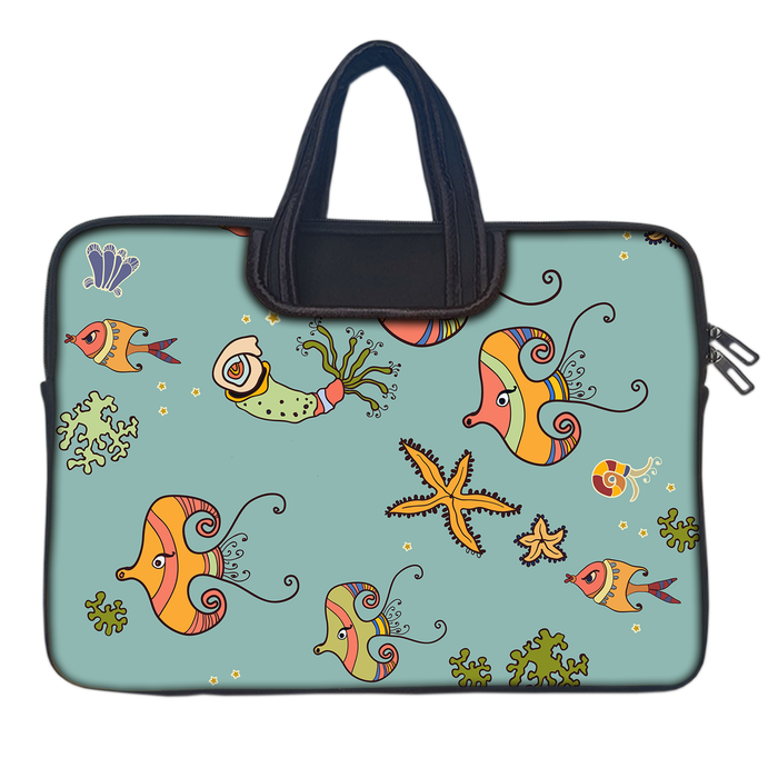 Fish Design | Laptop Sleeve with Concealable Handles fits Up to 15.6" Laptop / All MacBook Models