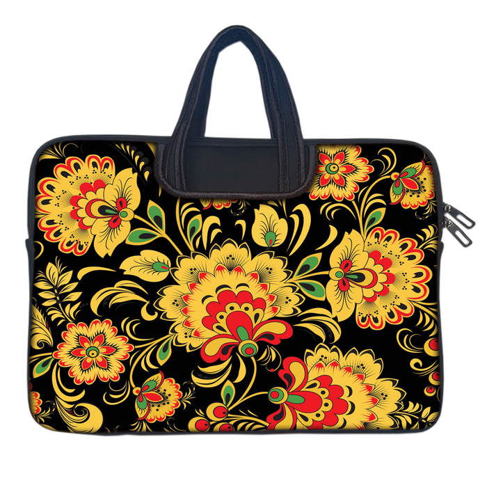 Yellow Flora | Laptop Sleeve with Concealable Handles fits Up to 15.6" Laptop / MacBook 16 inches