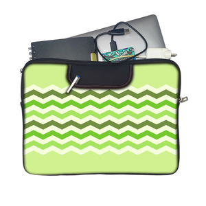 Green Zickzack | Laptop Sleeve with Concealable Handles fits Up to 15.6" Laptop / MacBook 16 inches