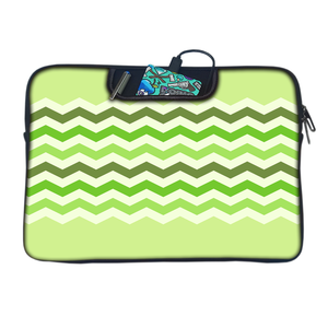 Green Zickzack | Laptop Sleeve with Concealable Handles fits Up to 15.6" Laptop / MacBook 16 inches