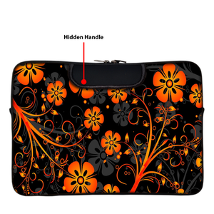 Orange Flowers | Laptop Sleeve with Concealable Handles fits Up to 15.6" Laptop / MacBook 16 inches