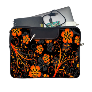 Orange Flowers | Laptop Sleeve with Concealable Handles fits Up to 15.6" Laptop / MacBook 16 inches