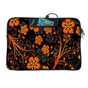 Orange Flowers | Laptop Sleeve with Concealable Handles fits Up to 15.6" Laptop / MacBook 16 inches