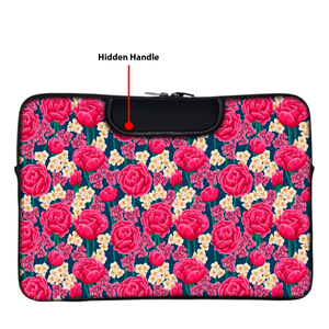 Pink Red Roses | Laptop Sleeve with Concealable Handles fits Up to 15.6" Laptop / MacBook 16 inches
