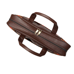 Royal Motif - Premium Canvas Vegan Leather Laptop Bags (double compartment)