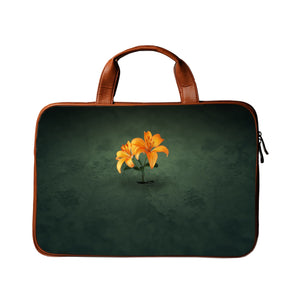 Blossom Yellow - Premium Canvas Vegan Leather Laptop Bags (optional side straps)