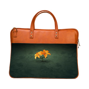Blossom Yellow - Premium Canvas Vegan Leather Laptop Bags (with side pocket)