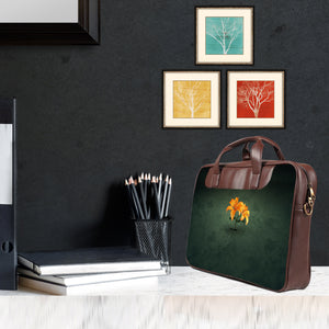 Blossom Yellow - Premium Canvas Vegan Leather Laptop Bags (double compartment)