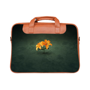 Blossom Yellow - Premium Canvas Vegan Leather Laptop Bags (double compartment)