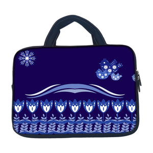 BLUE FLORA CHAIN POUCH LAPTOP SLEEVE COVER CASE