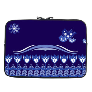 BLUE FLORA CHAIN POUCH LAPTOP SLEEVE COVER CASE