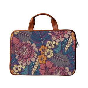 Floral Pop Art - Premium Canvas Vegan Leather Laptop Bags (optional side straps)