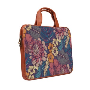 Floral Pop Art - Premium Canvas Vegan Leather Laptop Bags (optional side straps)