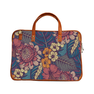 Floral Pop Art - Premium Canvas Vegan Leather Laptop Bags (optional side straps)