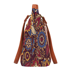 Persian Paisley - Vegan Leather Tote Bag Strapped