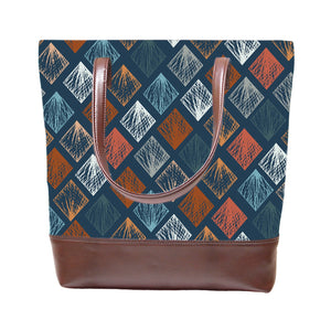Abstract Strokes - Vegan Leather Tote Bag Layered