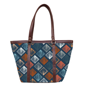 Abstract Strokes - Vegan Leather Tote Bag Strapped