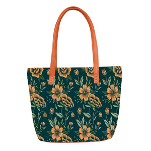 Floral Greens - Vegan Leather Tote Bag