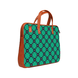 Green Tiles - Premium Canvas Vegan Leather Laptop Bags (optional side straps)