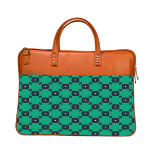 Green Tiles - Premium Canvas Vegan Leather Laptop Bags (with side pocket)