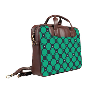 Green Tiles - Premium Canvas Vegan Leather Laptop Bags (double compartment)