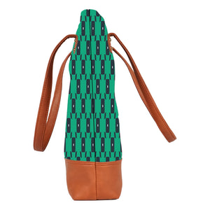 Green Tiles - Vegan Leather Tote Bag Layered