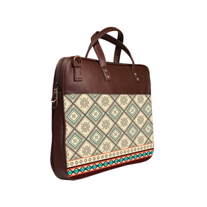 Checkered tiles - Premium Canvas Vegan Leather Laptop Bags (with side pocket)
