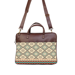 Checkered tiles - Premium Canvas Vegan Leather Laptop Bags (with side pocket)