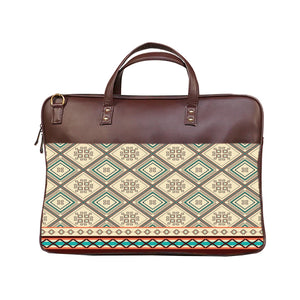 Checkered tiles - Premium Canvas Vegan Leather Laptop Bags (with side pocket)