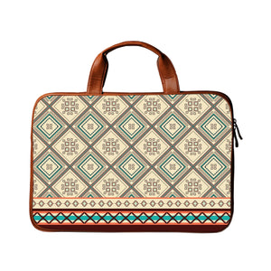 Checkered tiles - Premium Canvas Vegan Leather Laptop Bags (optional side straps)