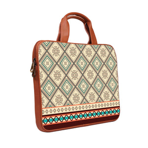 Checkered tiles - Premium Canvas Vegan Leather Laptop Bags (optional side straps)