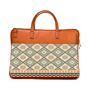 Checkered tiles - Premium Canvas Vegan Leather Laptop Bags (with side pocket)