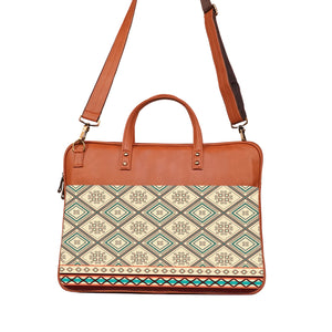 Checkered tiles - Premium Canvas Vegan Leather Laptop Bags (with side pocket)