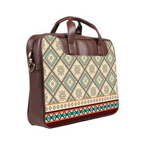 Checkered tiles - Premium Canvas Vegan Leather Laptop Bags (double compartment)