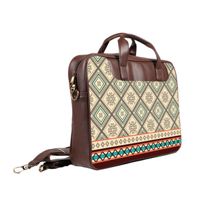 Checkered tiles - Premium Canvas Vegan Leather Laptop Bags (double compartment)