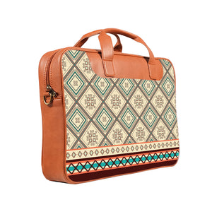 Checkered tiles - Premium Canvas Vegan Leather Laptop Bags (double compartment)